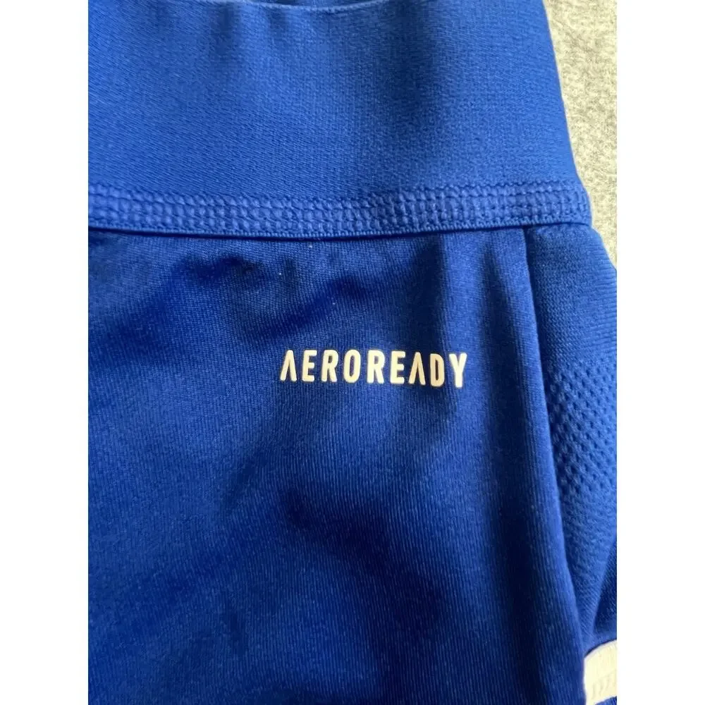 adidas AEROREADY Men's Blue/White Athletic Shorts Elastic Waist Solid L